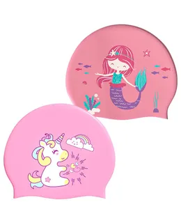 Gorra de Natación para Niños a Prueba de Agua - Gorra de Baño para Niños y Niñas de 3-8 años - Gorra de Natación con Patrón de Dibujos Animados - 2 Piezas