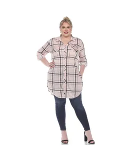 Blusa Túnica Plaid Plus Size