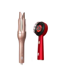 Cepillador de Terapia LED para el Cuero Cabelludo + Plancha Onduladora Automática Profesional