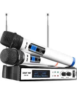 Sistema de Micrófono Inalámbrico Karaoke SAST OK-40 para Hogar, KTV, Canto en Escena, Transmisión en Vivo al Aire Libre y Karaoke con Altavoz