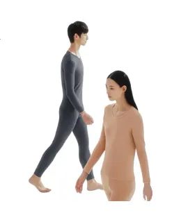 Trespiezas de ropa interior de otoño para mujer THREEGUN, ropa interior térmica de base de algodón puro sin costura lateral y con propiedades antiestáticas