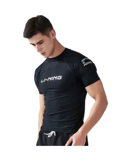 Bañador de Manga Corta Anti-Vergüenza para Hombre Li-Ning para Aguas Termales y Surf LSLR225 Manga Corta Negro L