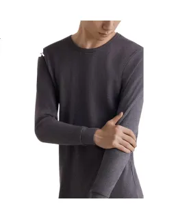 Conjunto de ropa térmica de otoño HLA para hombres y mujeres, ropa térmica fina antibacteriana anti-ácaros de cuello redondo de algodón puro 210g