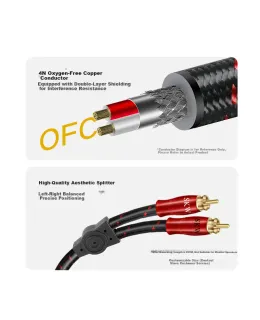 Grado Audiofílico SKW 4N Cable de Audio 3.5mm a Dual RCA Adaptador Divisor para Conexión de PC, MP3, Móvil, Amplificador de Altavoz HC03-5m