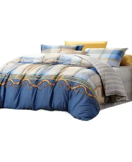 Juego de ropa de cama FUANNA de cuatro piezas, 100% algodón puro actualizado antibacteriano Simple Bedsheet Duvet Cover Tamaño Doble 203*229cm Tienda de muebles para el hogar