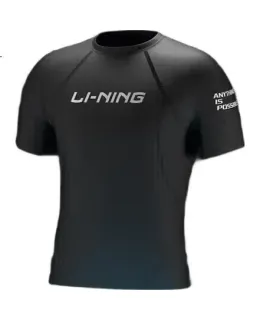Bañador y Trunks para Hombre Li-Ning, Trunks de Secado Rápido Profesional, Set de Bañador para Hombre 25-69 de Manga Corta, Negro, XXL