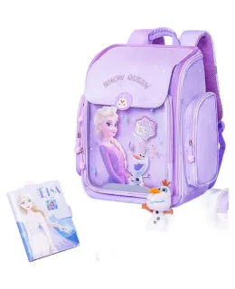 Mochila Disney para estudiantes de primaria de 1º a 3º grado, Protección de columna, Ligera, Mochila infantil elegante, Regalo de cumpleaños, Elsa Princesa Púrpura