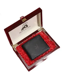 Cartera de hombre Daocaoren, estilo corto, cuero genuino de primera capa, cartera, caja de regalo de alta gama, regalo de cumpleaños para papá, padre o esposo