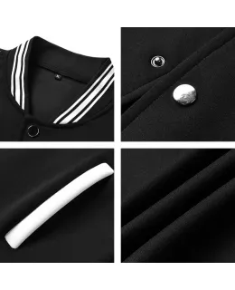 Chaqueta de béisbol GENIOLAMODE para hombres, patrón de letras de bloque de color, chaqueta casual versátil y holgada