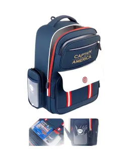 Mochila Escolar Infantil de Disney para Grados 1-3 con Protección de Columna, Mochila Ligera y Elegante para Niños, Estilo Británico, Capitán América Grande Azul