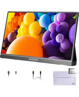 Monitor Portátil ARZOPA de 15.6 Pulgadas para Extensión de Pantalla de Juegos para Teléfono y Consola de Computadora Negro Ópalo