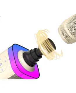 Microfono y Altavoz Karaoke Todo en Uno Soaiy MC37 para Niños, Altavoz Bluetooth para Hogar KTV, Cantando Inalámbrico para Uso en Casa, Karaoke, Pintura al óleo Blanca