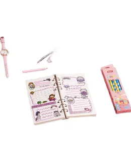 Juguete Infantil Xinge, Artículos Escolares para Edades 7-14, Caja de Regalo de Papelería Rosa Cute, Planificador 3D para Estudiantes de Escuela Primaria, Paquete de Regalo para Grados 1-3, Regalo de Cumpleaños para Niñas