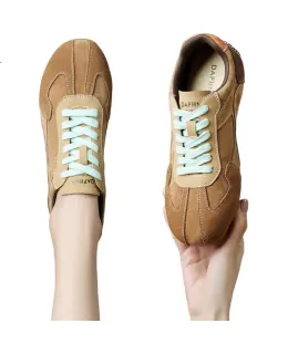 Zapatos Casual para Mujer DAPHNE, Zapatos Retro Versátiles Dexun, Zapatos Planos Cómodos de Bloque de Color para Mujeres 4024404233 Cáquie 39