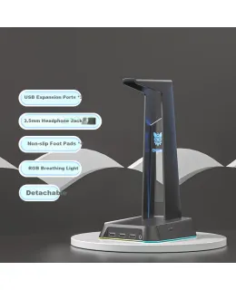 Pantalla de auriculares ONIKUMAST-2 RGB Multifuncional HUB Base de expansión USB Dock de juego