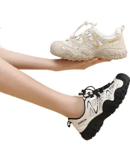 ZHR Mujeres Zapatos de Senderismo, Zapatos Casuales de Deportes al Aire Libre Ligeros, Zapatos de Parche Versátiles para Mujeres, G683, Color Apricot, Tamaño 39