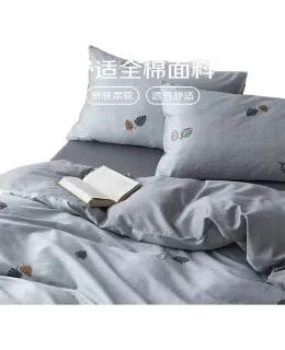 Textos de telas para el hogar Dohia, juego de ropa de cama de algodón puro de cuatro piezas, sábana y funda de edredón de algodón 100%, juego de muebles para cama de 1.5 metros, 203*229cm