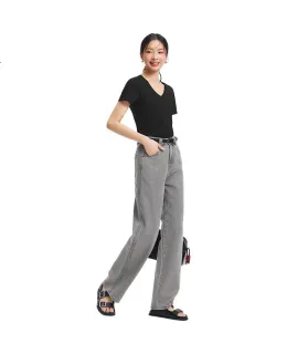 Jeans de mezclilla Semir Senrou para mujeres, pantalones de pernera ancha fresca, verano 2025, pantalones alargadores de pierna, 109325124006