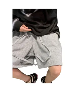 Pantalón corto casual IZEXX para hombre, pantalones de playa deportivos de verano ligeros y sueltos de la calle americana, pantalones deportivos de playa versátiles IZ67 Gris M