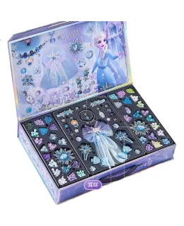 Juguete Infantil de Disney, Caja de Joyería de la Princesa Elsa, DIY de Cuentas Frozen, Juguetes de Simulación