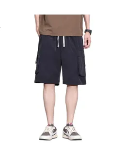 Pantalón corto de trabajo Yipintiancheng [Workwear Shorts] Verano Pantalones ligeros para hombres, pantalones casuales versátiles de ajuste suelto de cinco puntos, pantalones de trabajo de bolsillo para hombres de media longitud
