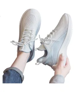 Zapatillas de Malla Huili para Mujer, Zapatos Casuales Transpirables y Cómodos, Zapatillas para Correr para Mujer WXY1076, Blanco y Azul, Tamaño 40