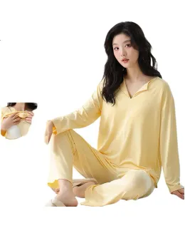 Pijamas de mujer XUEXIMAN con almohadillas integradas en el sujetador, ropa de dormir ultra suave de modal de toque fresco, pijamas de manga larga delgadas para dañas, adecuados para uso exterior, conjunto