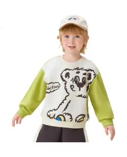 Suéter para niños MQDMINI, 5A Top infantil antibacteriano de bloques de color con dibujos animados, Ropa infantil elegante y versátil, Oso inteligente