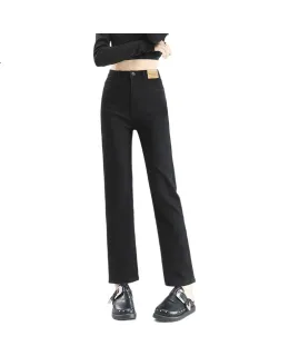 Jeans de cintura alta de otoño Yipintiancheng 2025 para mujeres, elegantes, simples, versátiles, que aumentan la estatura, adelgazantes, pantalones de pantalón recto hasta la pantorrilla