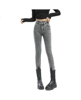 Jeans de pitón alta para mujer Yipintiancheng, pantalones de lápiz adelgazantes versátiles de moda otoño 2025