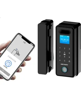 Cierre de Control de Acceso de Vidrio Inteligente HIKVISION para Oficina, Sin Perforación Necesaria, Cerradura de Contraseña con Tarjeta IC, Huella Dactilar, Gestión de Mini-Programa Bluetooth Móvil