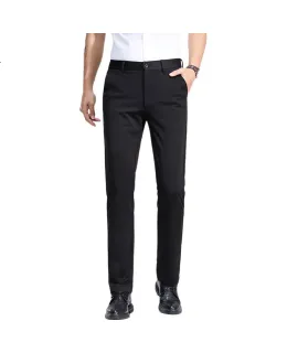 Pantalones de vestir para hombre TUCANO, pantalones casual de verano de ajuste slim y pierna recta, pantalones de negocios cómodos y resistentes a las arrugas, ropa de hombre, negro, talla 32