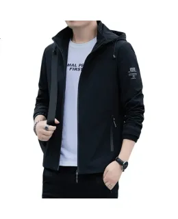 Chaqueta TUCANO para Hombre, Primavera y Otoño, Capucha Desmontable, Ropa Deportiva Imprimida Versátil para Exteriores, Top Cómodo, Ropa para Hombre, Negro, 3XL