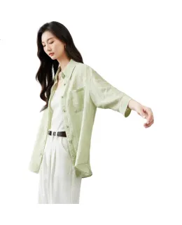 Camisa Vimly Advanced-Feel Lyocell para Mujeres, Blusa Rosa Verano 2025