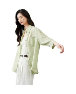 Camisa Vimly Advanced-Feel Lyocell para Mujeres, Blusa Rosa Verano 2026 Elegante y Suelta