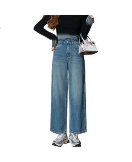 TonLion 2025 Primavera Jeans de Pierna Recta para Mujer con Detalle de Bolsillo Posterior
