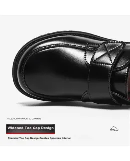 Zapatos de cuero para niños Aokang 2026 Primavera Nuevos zapatos de suela suave de rendimiento negro estilo británico