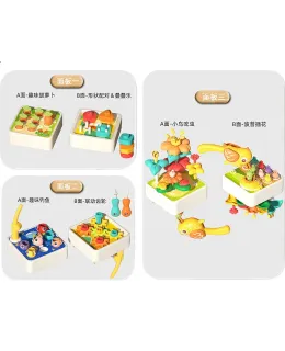 Xinge Mengshi Casa Ocupada de Tablero, Juego de Puzzle Seis Caras de Educación Temprana, Juego de Apilado para Bebés, Juego de Pesca, Juego de Apilado