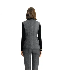 YANYEE Chaqueta de lana sin mangas YANYEE Invierno 2025 Chaqueta de manga corta de ajuste slim para mujer Gris 1 XL