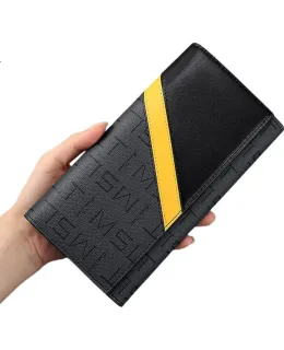 Cartera larga MashaLanti para hombre, monedero de tarjeta de gran capacidad, cartera de cuero con múltiples tarjetas de bloque de color integrada de regalo de cumpleaños