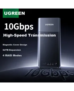 Accesorios Ugreen NAS Caja de expansión de almacenamiento de red 10Gbps Arreglo de discos de unidad dura con RAID para HDD SSD SATA de 2.5/3.5