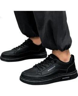 Zapatillas Casual Warrior para Hombre, Zapatillas Deportivas Versátiles, Zapatillas de Cuero Transpirables, Zapatillas Blancas WXP(WZ)-2428 Negro Talla 42