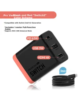 Cargador Haibeisi Switch 2 NS2 Dock Portátil GaN 65W Accesorio de Carga Rápida Dock de Expansión para Teléfono, Portátil, TV Convertidor HDMI