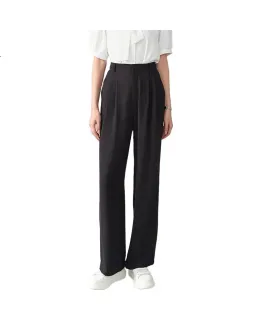 Pantalón de traje negro Bodexiaojie para mujer, pantalones de pernera ancha formal de verano, para entrevista, pantalones de vestir profesionales de pernera recta