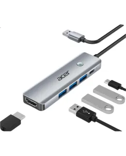 Estación de acoplamiento de pantalla de alta definición USB a HDMI Acer con espejo de pantalla, adaptador de hub USB 3.0, compatible con MacBook, computadoras Huawei, tabletas, convertidor, Five-I