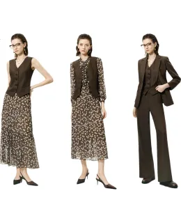 Vestido Blazer Sin Mangas de Color Café YANYEE para Mujeres, Chaqueta Elegante Ajustada de Manga Corta Sin Mangas para Otoño 2025