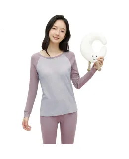 Juego de ropa interior térmica antibacteriana [10A, 100% algodón puro] para jóvenes Otoño de Yiershuang, Ropa interior térmica de algodón suave de invierno para mujer
