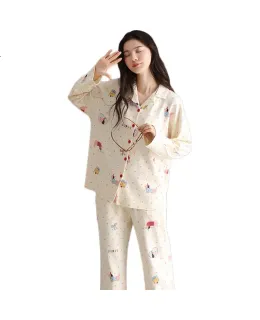 Pijamas de mujer Yalu 2025 Nuevo Cárdigan de Manga Larga y Pantalones Largos de Verano Otoño