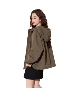 TonLion 2025 Otoño Chaqueta Corta con Capucha para Mujer