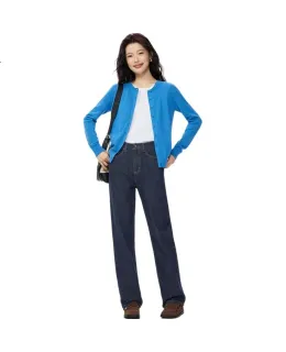 Jeans de Pita Recta Vintage Giordano para Mujeres, Pantalones de Denim de Cintura Alta Original de Lavado Pesado